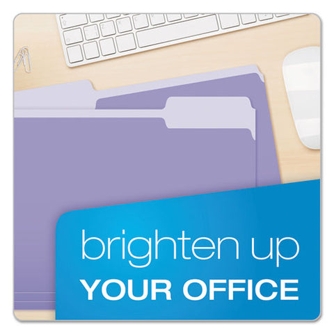 Colored File Folders, 1/3-cut Tabs: Assorted, Letter Size, Lavender/light Lavender, 100/box