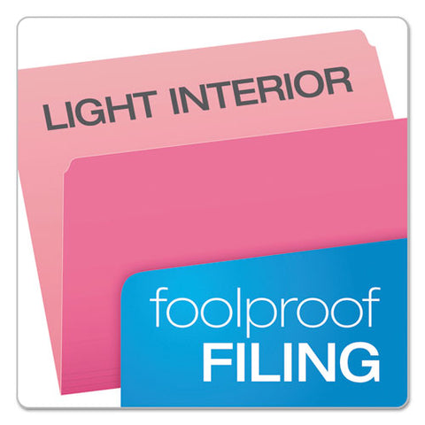 Colored File Folders, Straight Tabs, Letter Size, Pink/light Pink, 100/box