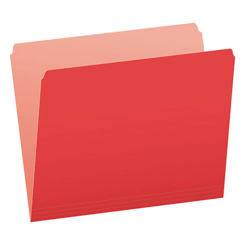 Colored File Folders, Straight Tabs, Letter Size, Red/light Red, 100/box