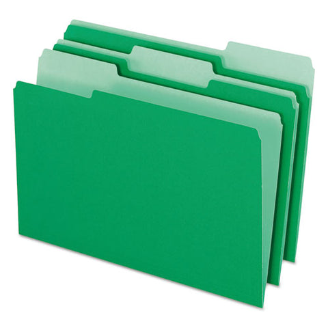 Colored File Folders, 1/3-cut Tabs: Assorted, Legal Size, Green/light Green, 100/box