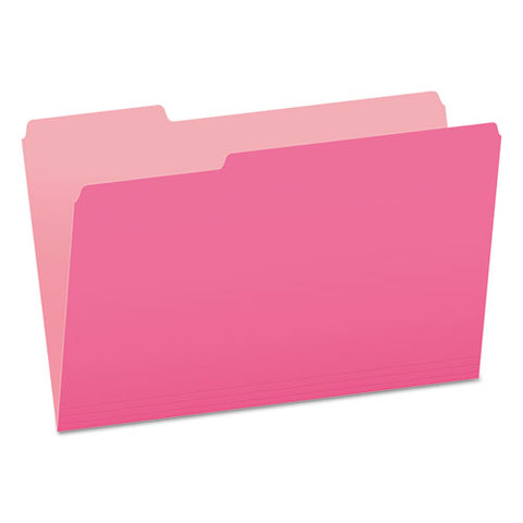 Colored File Folders, 1/3-cut Tabs: Assorted, Legal Size, Pink/light Pink, 100/box