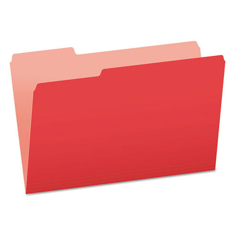 Colored File Folders, 1/3-cut Tabs: Assorted, Legal Size, Red/light Red, 100/box