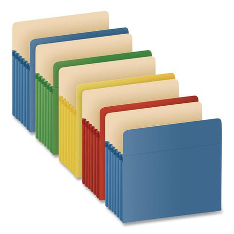 Colored File Pockets, 5.25" Expansion, Letter Size, Randomly Assorted Colors, 5/pack