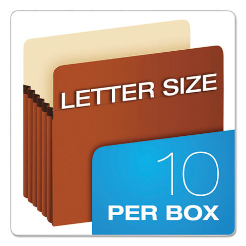 Standard Expanding File Pockets, 5.25" Expansion, Letter Size, Redrope, 10/box