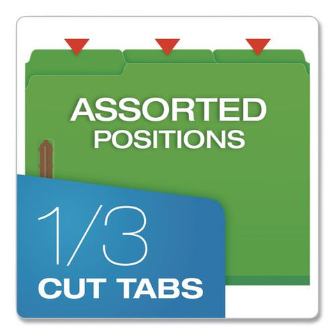 Top Tab Fastener Folder, 2" Expansion, 2 Fasteners, Letter Size, Dark Green Exterior, 25/box