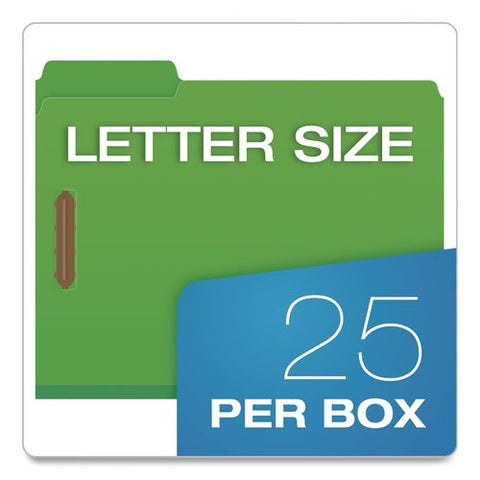 Top Tab Fastener Folder, 2" Expansion, 2 Fasteners, Letter Size, Dark Green Exterior, 25/box