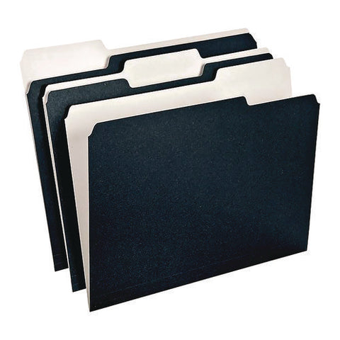 Earthwise Pendaflex File Folders, 1/3-cut Tabs: Assorted, Letter Size, Black/white, 50/box