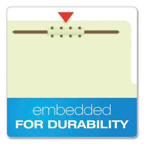 Six-section Pressboard Classification Folders, 2" Expansion, 2 Dividers, 6 Fasteners, Letter Size, Green Exterior, 10/box