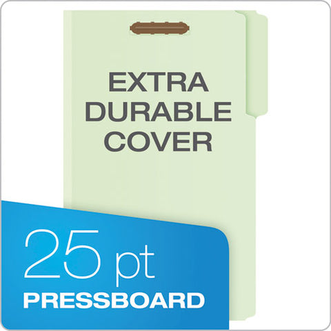 Heavy-duty Pressboard Folders With Embossed Fasteners, 1/3-cut Tabs, 2" Expansion, 2 Fasteners, Legal Size, Green, 25/box