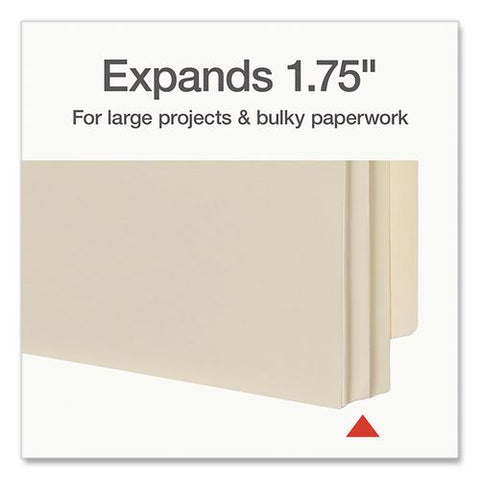 Manila Reinforced File Pocket, 1.75" Expansion, Legal Size, Manila, 25/box