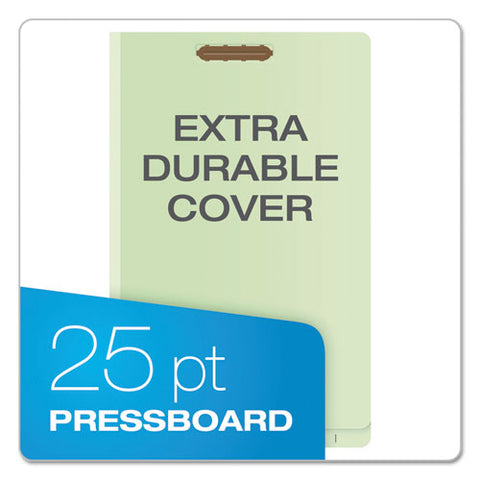 End Tab Classification Folders, 2" Expansion, 2 Dividers, 6 Fasteners, Legal Size, Pale Green Exterior, 10/box