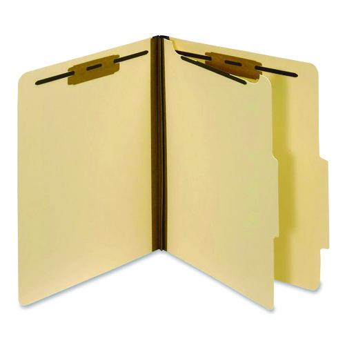 Manila Top Tab Classification Folders, 1.75" Expansion, 1 Divider, 4 Fasteners, Letter Size, Manila Exterior, 10/box