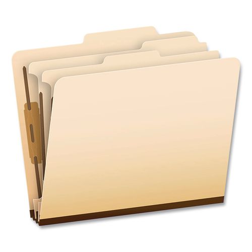 Manila Top Tab Classification Folders, 1.75" Expansion, 2 Dividers, 6 Fasteners, Letter Size, Manila Exterior, 10/box