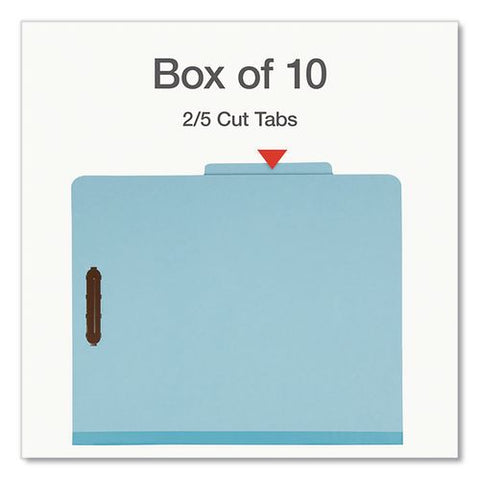 Pressboard Top Tab Classification Folders, 2/5-cut Tab, Expands 2.5", 2 Dividers, 6 Fasteners, Letter Size, Assorted, 10/box