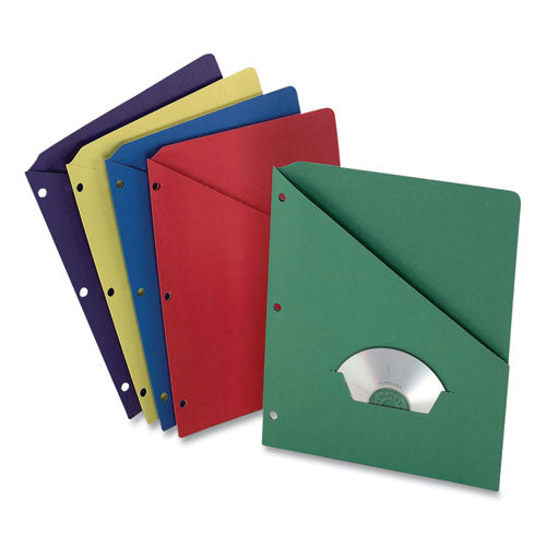 Slash Pocket Project Folders, 3-hole Punched, Straight Tab, Letter Size, Assorted, 25/pack