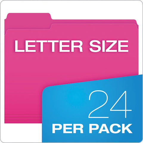 Glow File Folders, 1/3-cut Tabs: Assorted, Letter Size, 0.75" Expansion, Assorted Colors, 24/pack