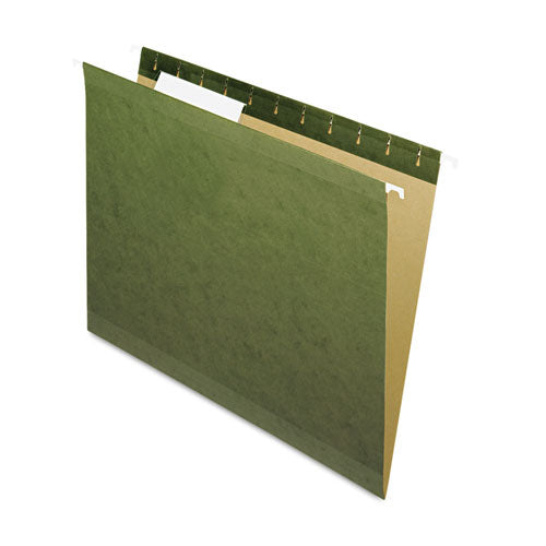 Reinforced Hanging File Folders With Printable Tab Inserts, Letter Size, 1/3-cut Tabs, Standard Green, 25/box