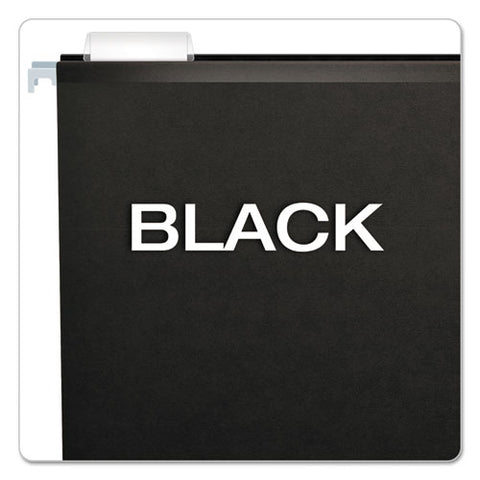 Colored Reinforced Hanging Folders, Letter Size, 1/5-cut Tabs, Black, 25/box