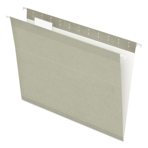 Colored Reinforced Hanging Folders, Letter Size, 1/5-cut Tabs, Gray, 25/box