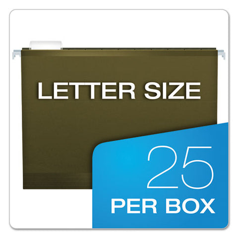 Extra Capacity Reinforced Hanging File Folders With Box Bottom, 1" Capacity, Letter Size, 1/5-cut Tabs, Green, 25/box