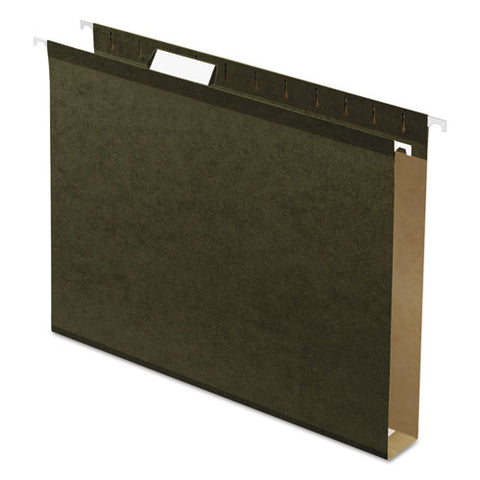 Extra Capacity Reinforced Hanging File Folders With Box Bottom, 1" Capacity, Letter Size, 1/5-cut Tabs, Green, 25/box