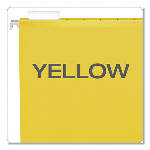 Extra Capacity Reinforced Hanging File Folders With Box Bottom, 2" Capacity, Legal Size, 1/5-cut Tabs, Yellow, 25/box