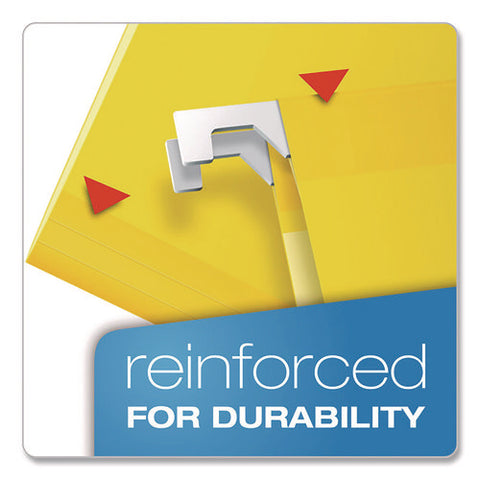 Extra Capacity Reinforced Hanging File Folders With Box Bottom, 2" Capacity, Legal Size, 1/5-cut Tabs, Yellow, 25/box