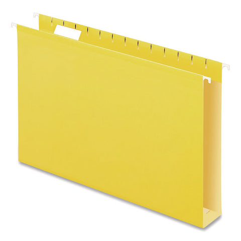 Extra Capacity Reinforced Hanging File Folders With Box Bottom, 2" Capacity, Legal Size, 1/5-cut Tabs, Yellow, 25/box