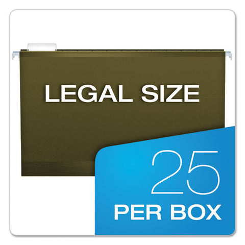 Extra Capacity Reinforced Hanging File Folders With Box Bottom, 2" Capacity, Legal Size, 1/5-cut Tabs, Green, 25/box