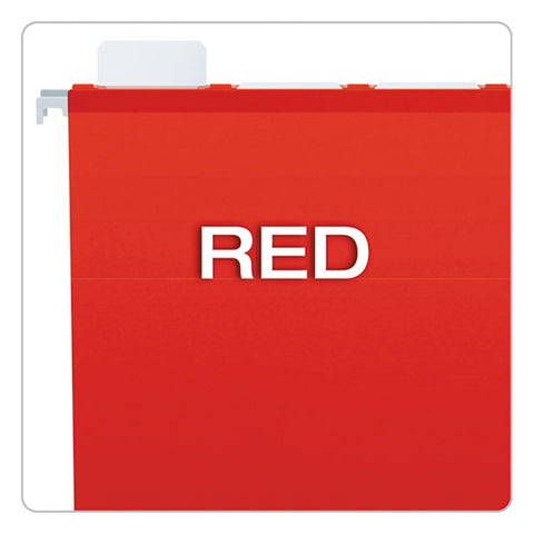 Ready-tab Colored Reinforced Hanging Folders, Letter Size, 1/5-cut Tabs, Red, 25/box