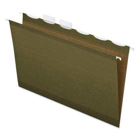 Ready-tab Extra Capacity Reinforced Colored Hanging Folders, Letter Size, 1/5-cut Tabs, Standard Green, 20/box