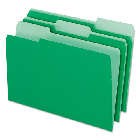 Interior File Folders, 1/3-cut Tabs: Assorted, Legal Size, Green, 100/box