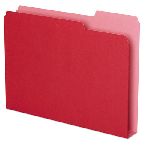 Double Stuff File Folders, 1/3-cut Tabs: Assorted, Letter Size, 1.5" Expansion, Red, 50/pack