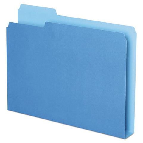 Double Stuff File Folders, 1/3-cut Tabs: Assorted, Letter Size, 1.5" Expansion, Blue, 50/pack