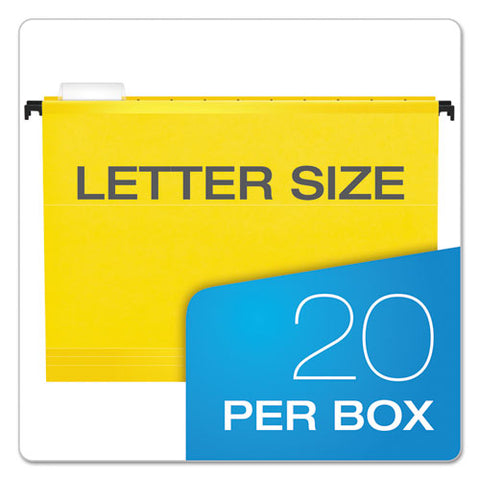 Surehook Hanging Folders, Letter Size, 1/5-cut Tabs, Yellow, 20/box