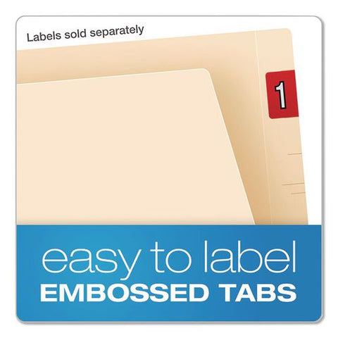 Smartshield End Tab Fastener Folders, 1 Fastener, Letter Size, Manila Exterior, 50/box