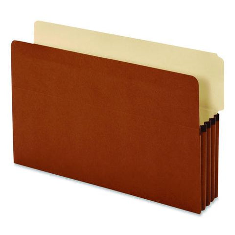 End Tab File Pocket, 3.5" Expansion, Legal Size, Redrope, 10/box