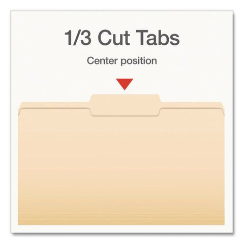 Manila File Folders, 1/3-cut Tabs: Center Position, Legal Size, 0.75" Expansion, Manila, 100/box