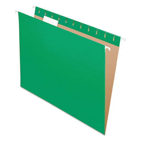 Colored Hanging Folders, Letter Size, 1/5-cut Tabs, Bright Green, 25/box