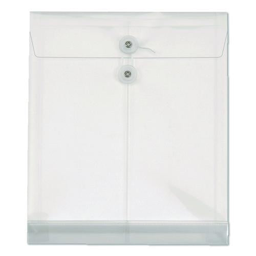 Poly Document File, String And Button Closure, 9.75" W, Clear, 5/pack