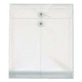 Poly Document File, String And Button Closure, 9.75" W, Clear, 5/pack