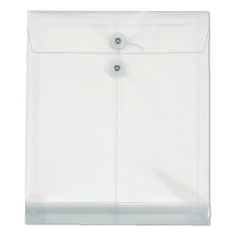 Poly Document File, String And Button Closure, 9.75" W, Clear, 5/pack