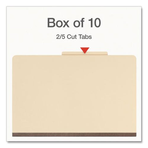 Manila Top Tab Classification Folders, 2/5-cut Tab, Expands 1.75", 1 Divider, 4 Fasteners, Legal Size, Manila, 10/box
