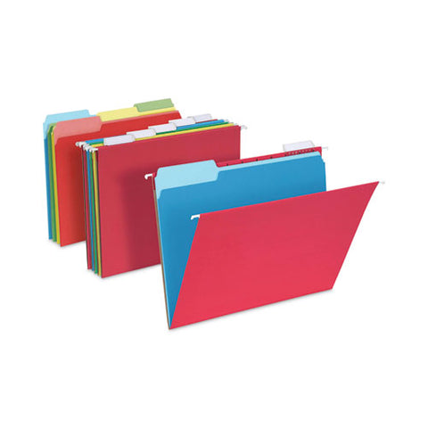 Teacher's Hanging File Folder Combo Kit, Letter Size, Assorted Colors, (25) 1/5-cut Hanging Folders,(50) 1/3-cut File Folders