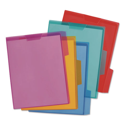 Poly View Colored File Folders, 1/3-cut Tabs: Assorted Positions, Letter Size, Assorted Colors, 5/pack