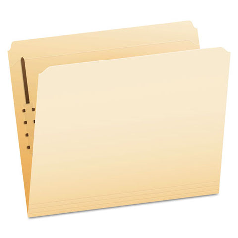 Manila Fastener Folders, Straight Tabs, 1 Fastener, Letter Size, Manila Exterior, 50/box