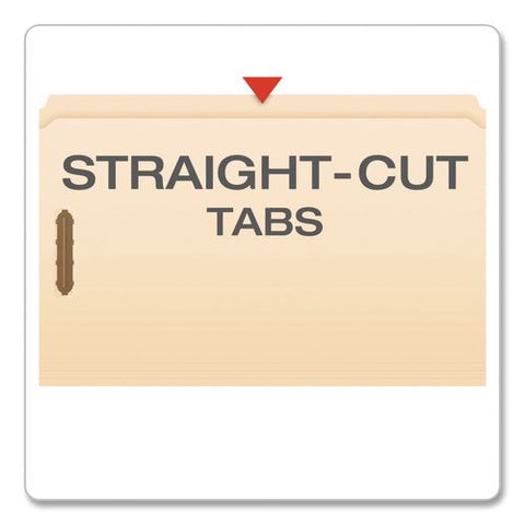 Manila Fastener Folders, Reinforced Straight Tab, 2 Fasteners, Legal Size, Manila, 50/box