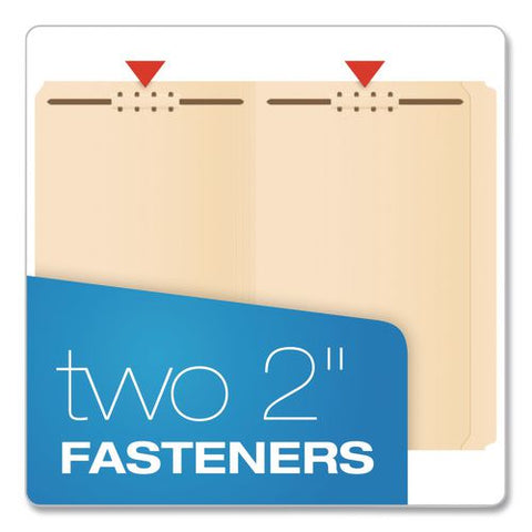 Manila Fastener Folders, Reinforced Straight Tab, 2 Fasteners, Legal Size, Manila, 50/box