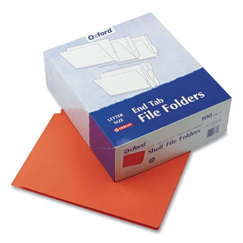 Colored End Tab Folders With Reinforced Double-ply Straight Cut Tabs, Letter Size, 0.75" Expansion, Orange, 100/box