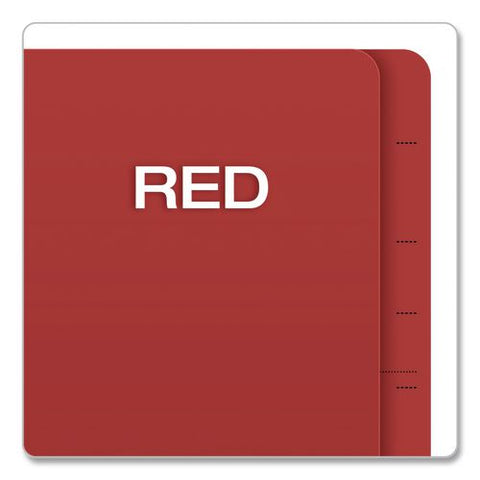 Heavy-duty Pressboard End Tab Classification Folders, Expands 2.5", 2 Dividers, 6 Fasteners, Letter Size, Red, 10/box